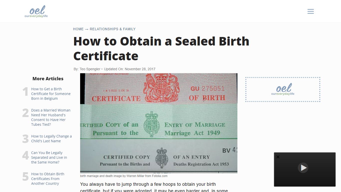 How to Obtain a Sealed Birth Certificate | Our Everyday Life